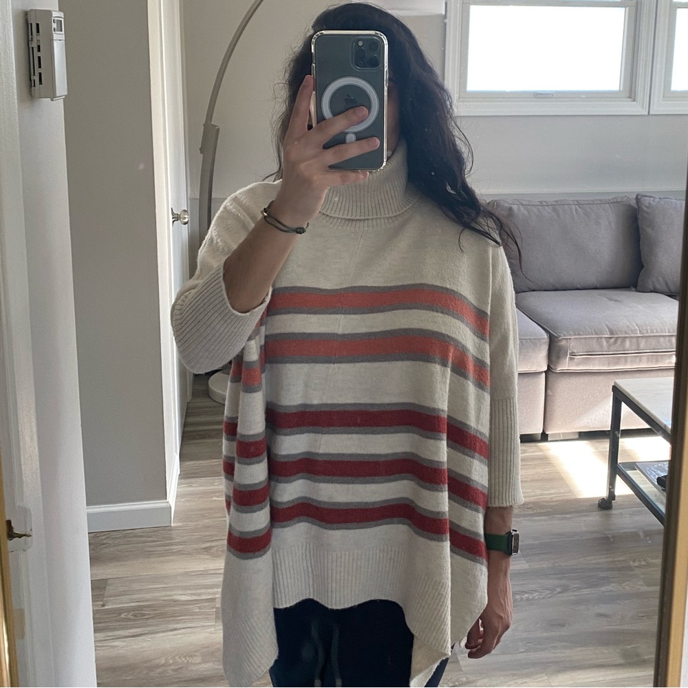 Loft women’s striped sweater poncho size Small